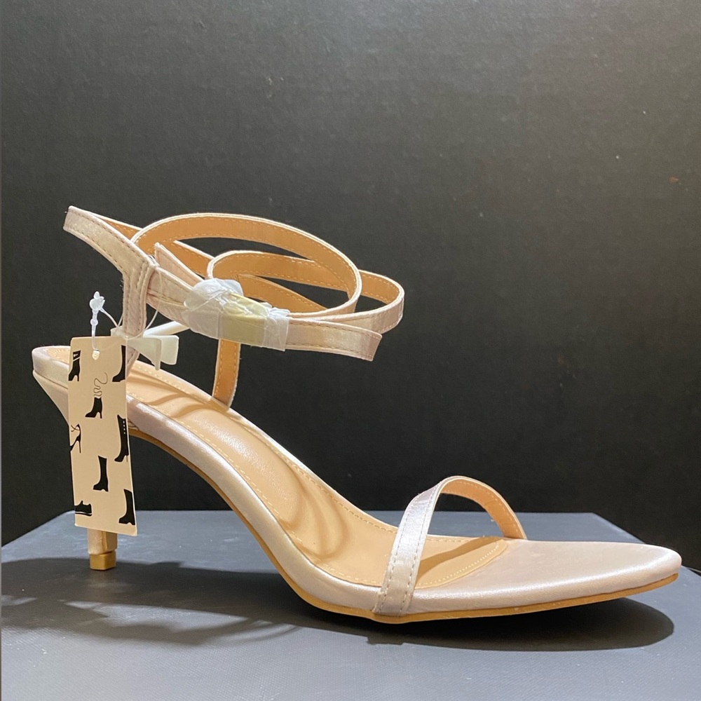 Gold Lace Up Strappy Stiletto High Heel Sandals Buckle Sz 9.5 Party Shoe